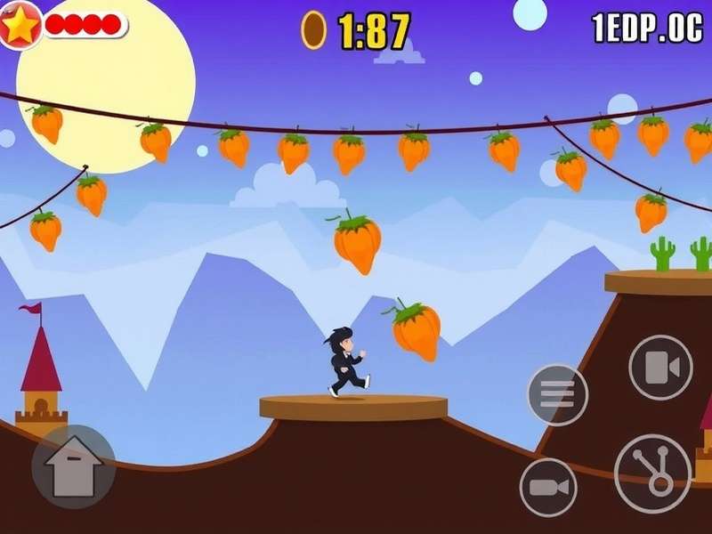 Papad Skip Sensation gameplay screenshot showing character jumping over spicy papads